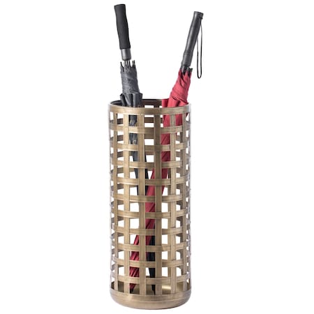 Vintiquewise Round Metal Woven Umbrella Storage Stand QI003813